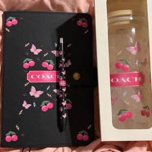 Cherry Print Notebook, Pen and Tumbler Set.   Also comes with matching tote bag.